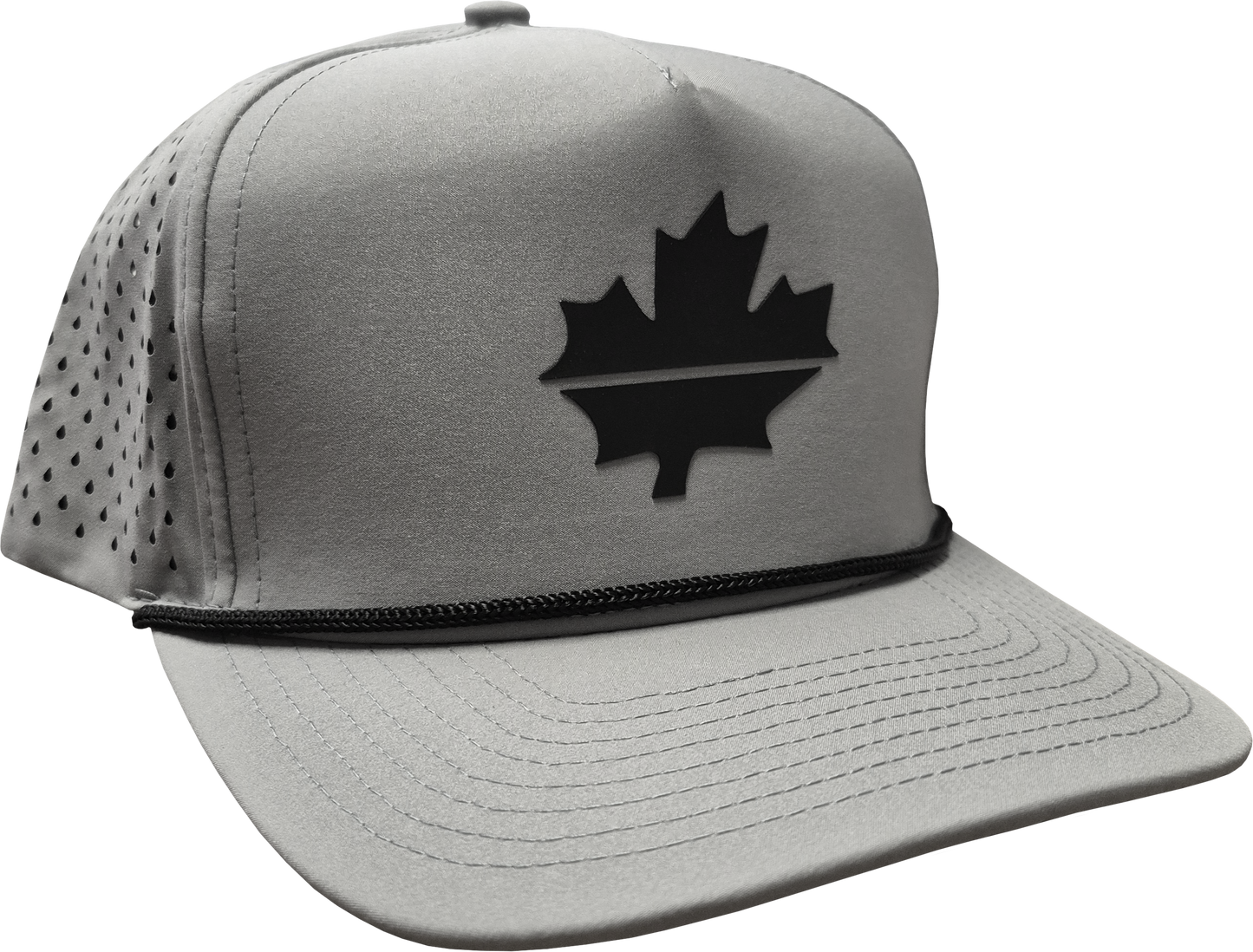 Grey Adjustable Black Leaf Hat