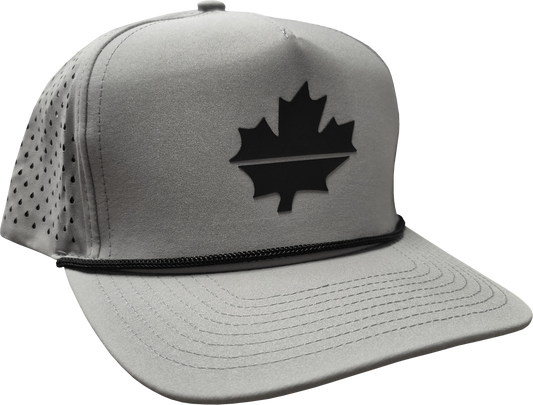 Grey Adjustable Black Leaf Hat